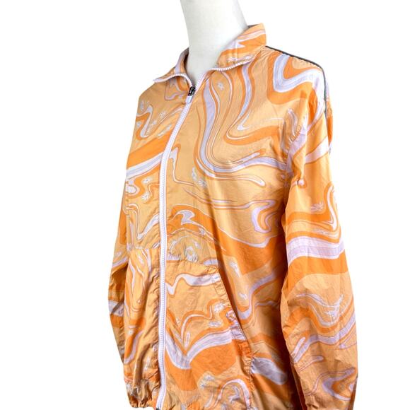 Fabletics Orange Packable Lightweight Zip Up Cinch Windbreaker Jacket Pockets - Picture 8 of 14